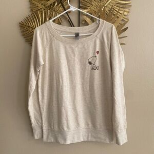 Snoopy Embroidered Cream Crew Neck Sweater